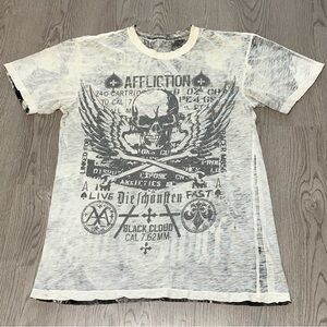 Affliction Black Cloud‎ Winged Skull Reversible Tee XL Gothic Grunge Y2K